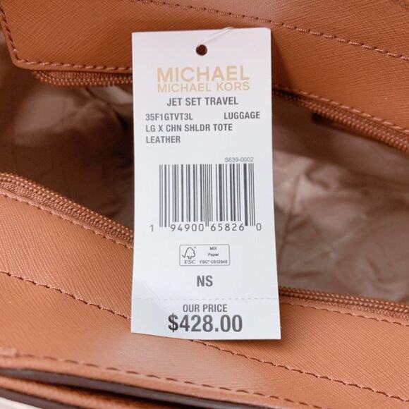 Michael Kors 35F1GTVT3L Jet Set Travel Large Chain Shoulder Tote Bag Leather - Picture 9 of 9